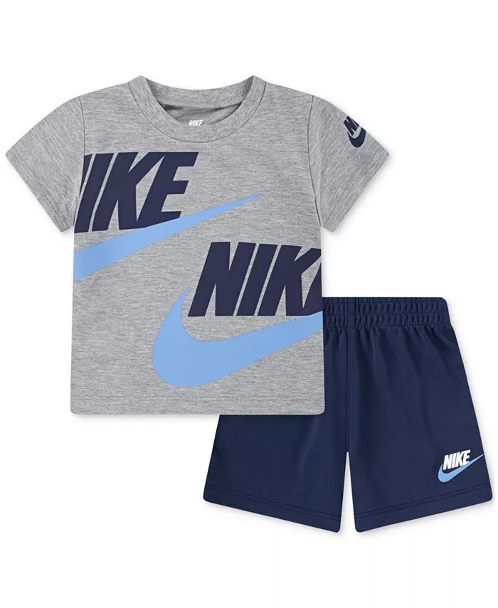 

Детский комплект из футболки и шорт Baby Split Futura, 2 предмета Nike, синий