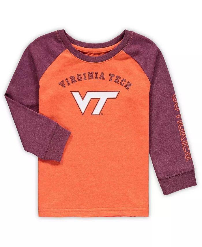

Футболка с длинным рукавом и реглан Virginia Tech Hokies для мальчиков и девочек, оранжевая, меланжевая Colosseum