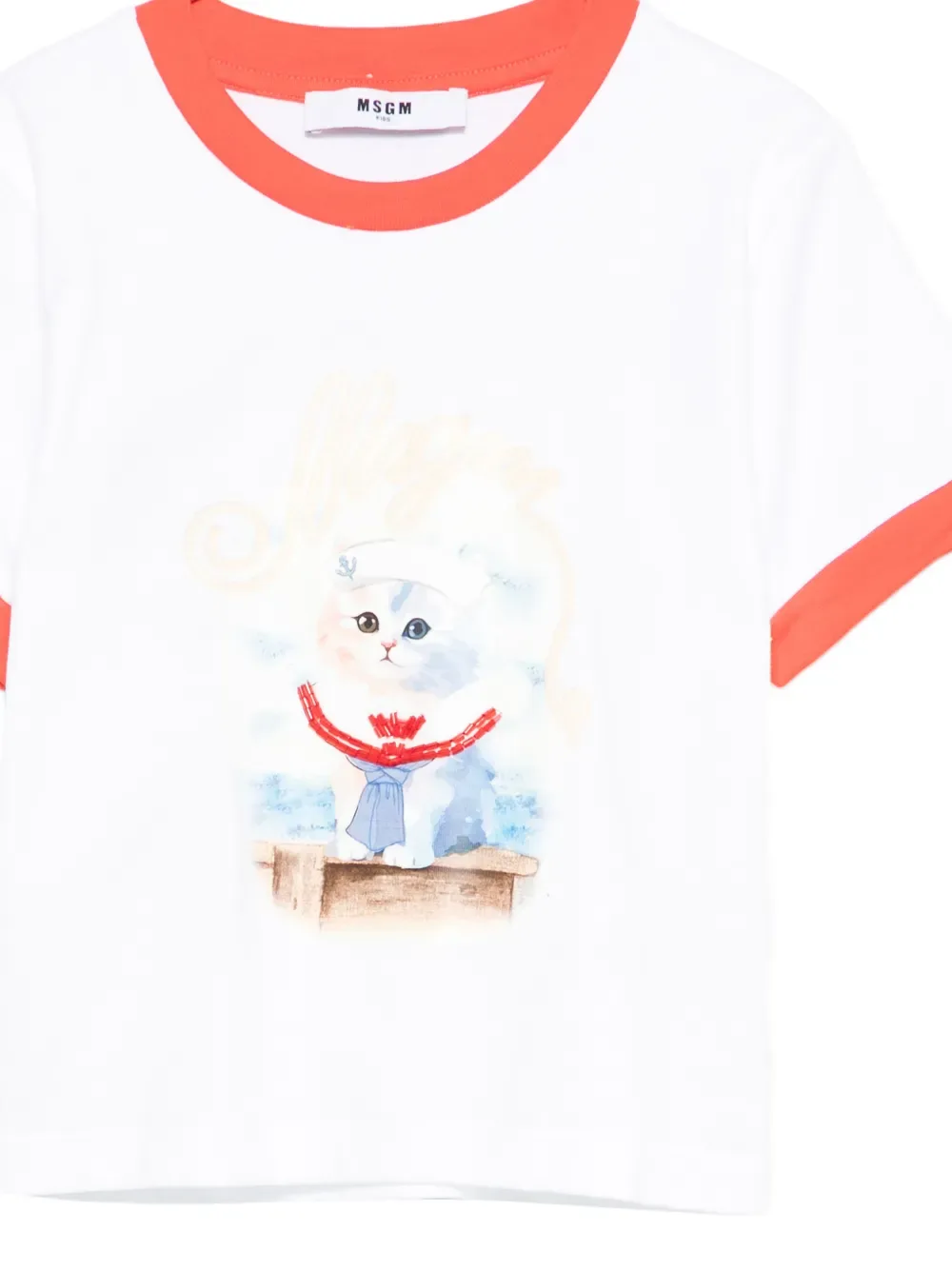Футболка с принтом и короткими рукавами MSGM Kids, белый — фото 3