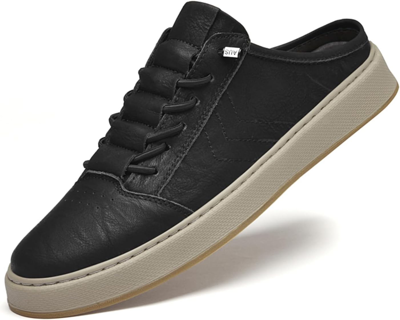 

Мужские кожаные кроссовки Abborora, мягкие и дышащие, повседневные туфли-клоги, удобные для улицы, без шнурков, для ходьбы и вождения, черный