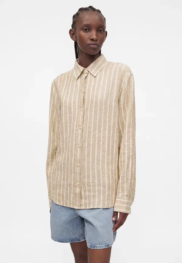 Рубашка-блуза Gap, Easy shirt button down blouse, белый/хаки — фото 4