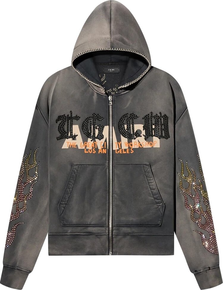 

Худи Amiri T.G.C.W. Crystal Zip Up Hoodie 'Black', черный