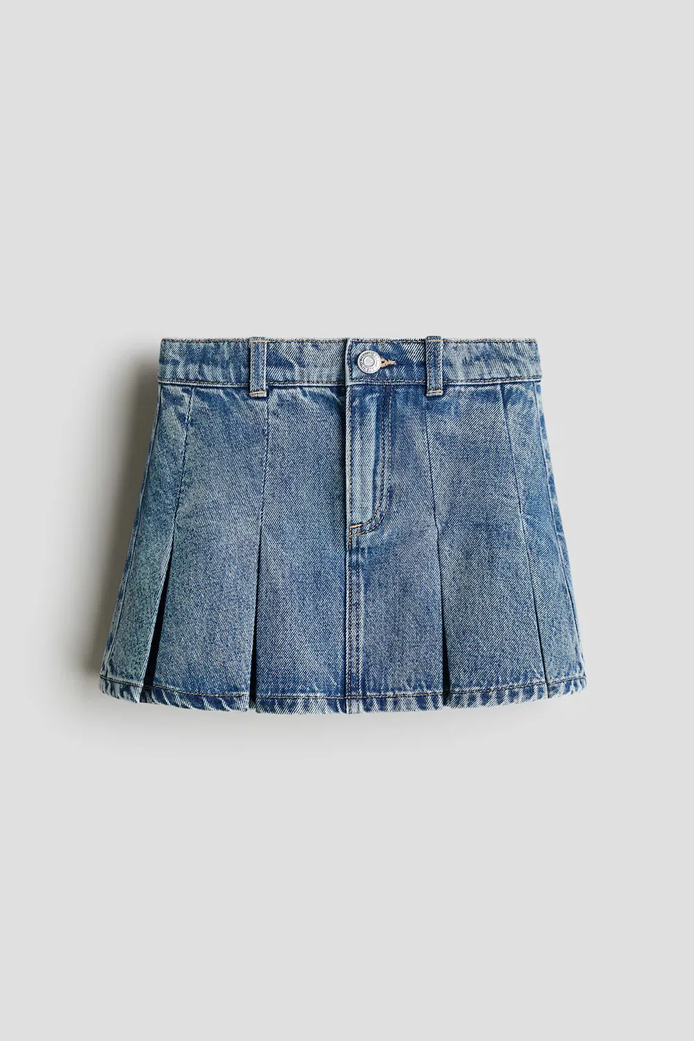 Плиссированная джинсовая юбка H&M, Denimblau