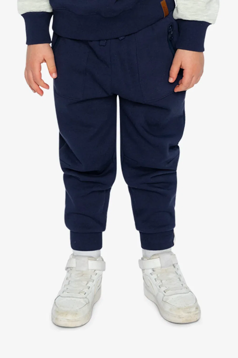 Детские спортивные штаны с карманами на флисе Deux par Deux, Dark Blue — фото 2