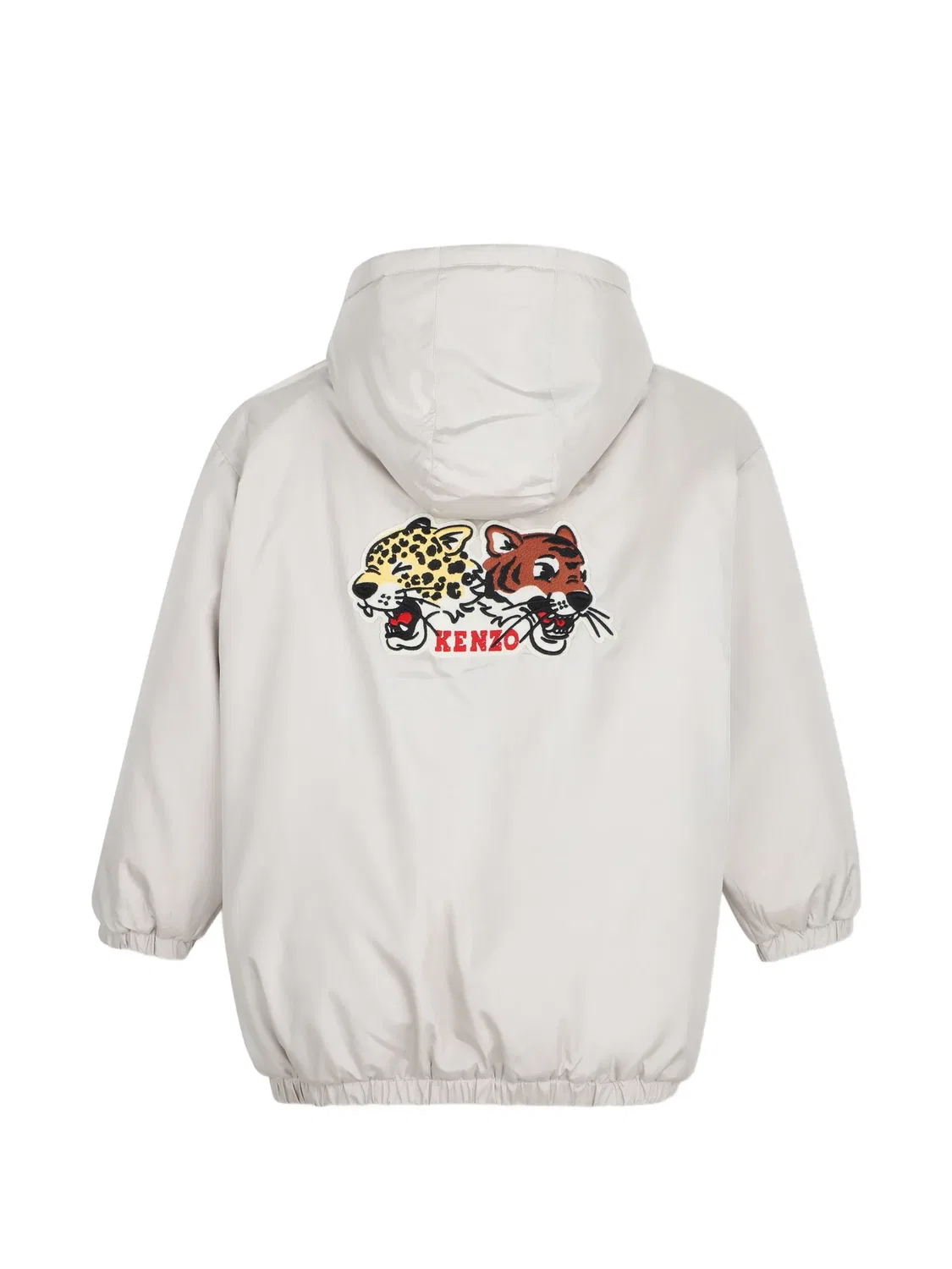 Парка с капюшоном и вышитым логотипом Kenzo Kids, нейтральные цвета — фото 2