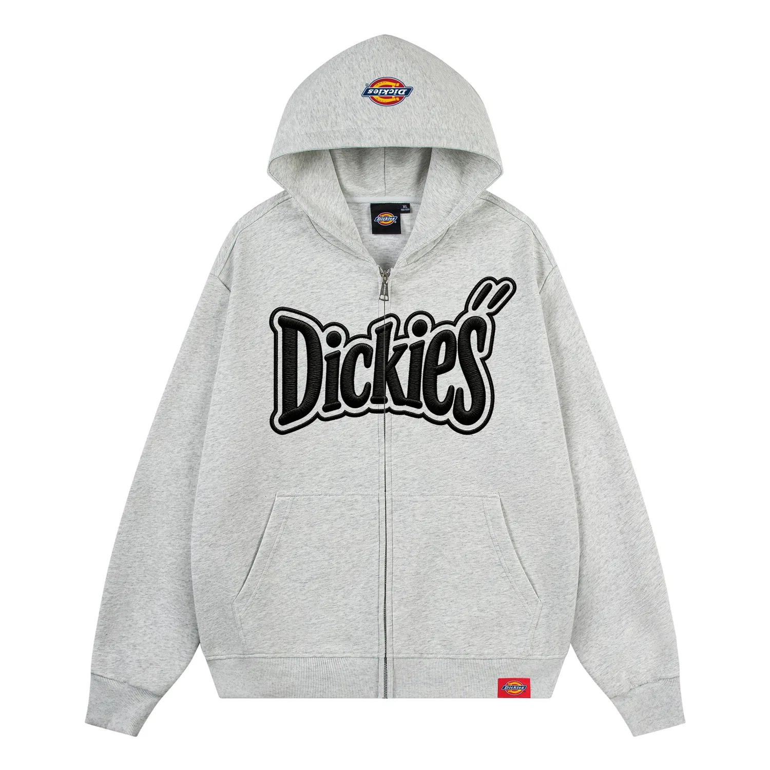 Детский свитшот с капюшоном, прямой крой, модель Heather Gray Black Embroidery, Dickies, Heather Gray Black Embroidery