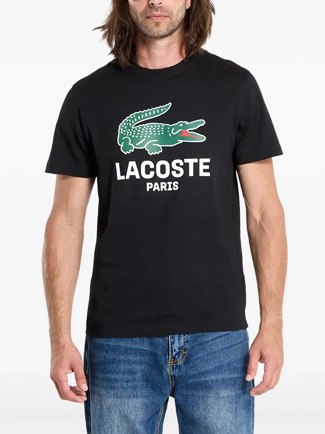 Футболка Lacoste из хлопка в черном цвете, черный
