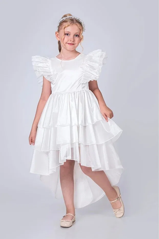 Детское вечернее платье для девочек без рукавов с принтом Mnk Baby&Kids, White