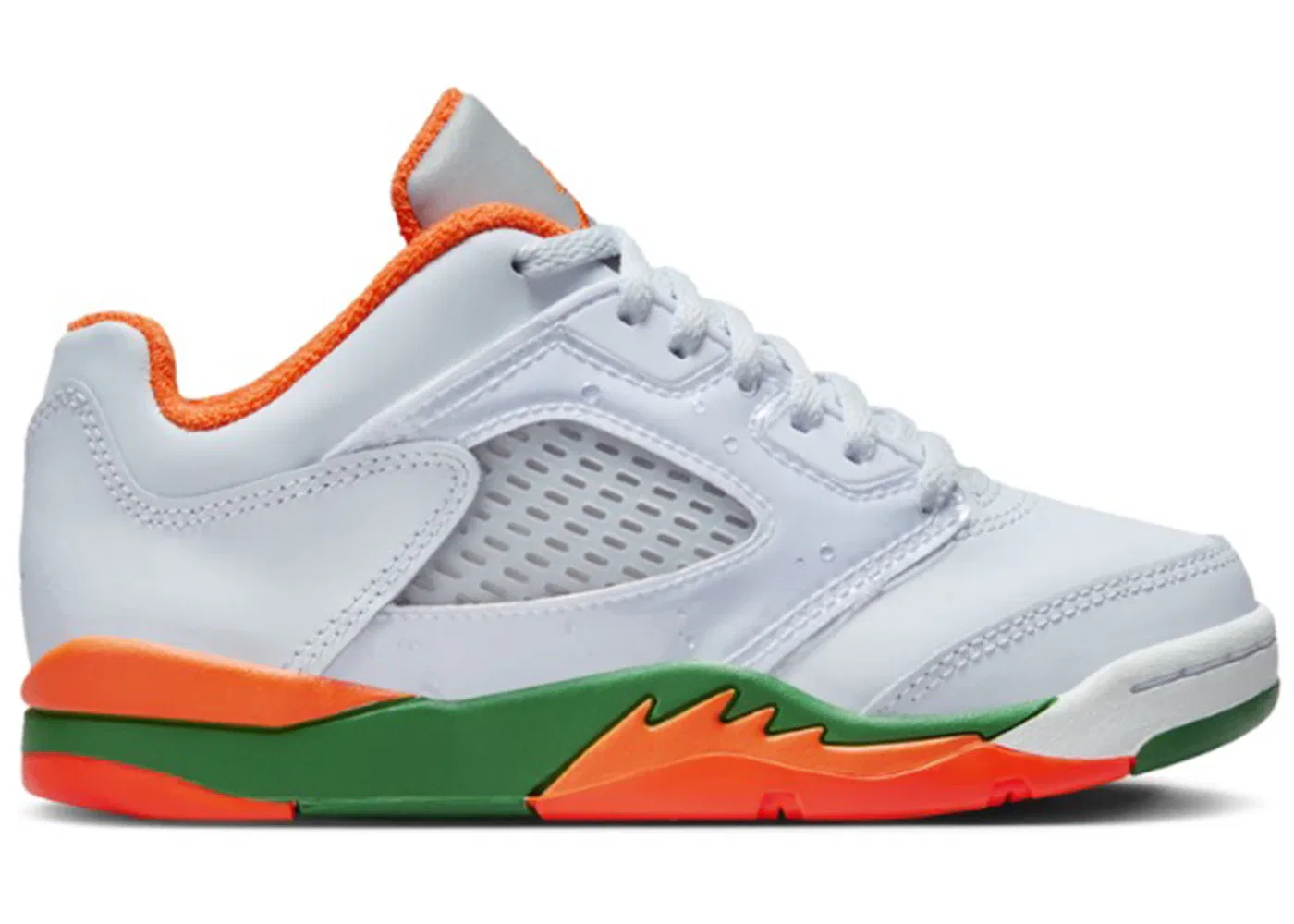 Детские кроссовки для мальчиков с низким профилем Jordan 5 Retro Low Jordan, Football Grey/Brilliant Orange-Pine Green