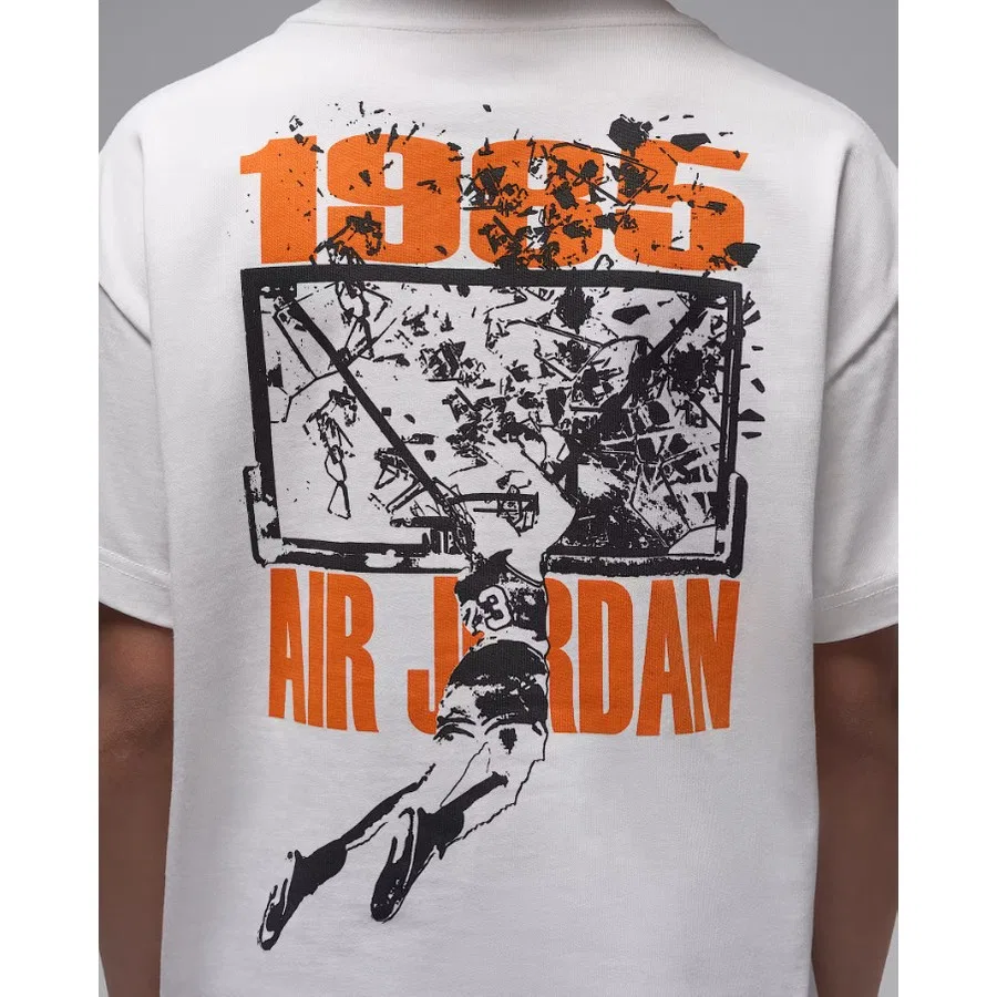 Детская футболка с принтом Jordan JDB MJ 85 Shatter SS Tee Nike, Молочный — фото 4