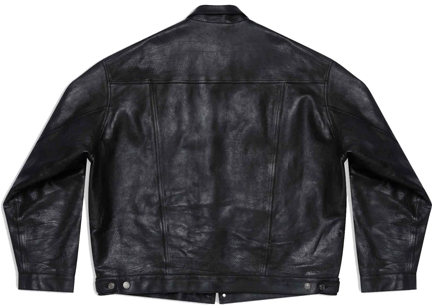 Мужская кожаная куртка в стиле деним Balenciaga, Black — фото 2