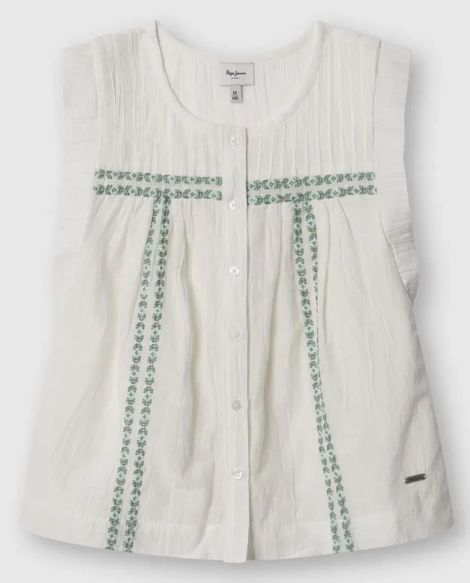 Детская блуза без рукавов с вышивкой Hetty Pepe Jeans, Crudo