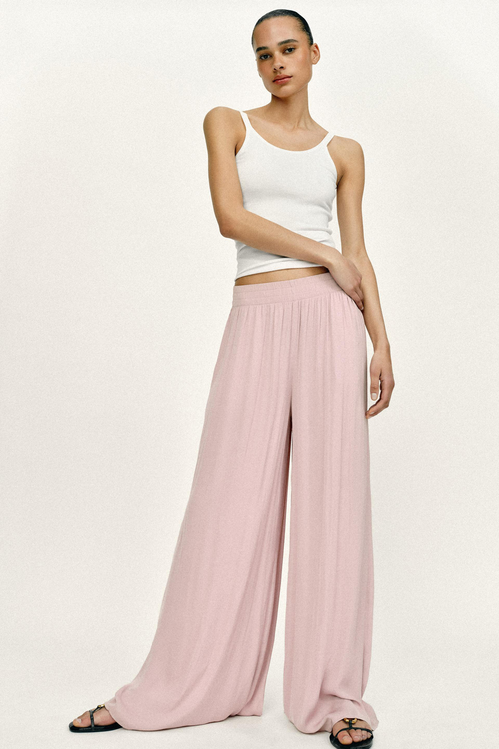 Брюки Zara Flowing Wide-Leg, розовый — фото 4