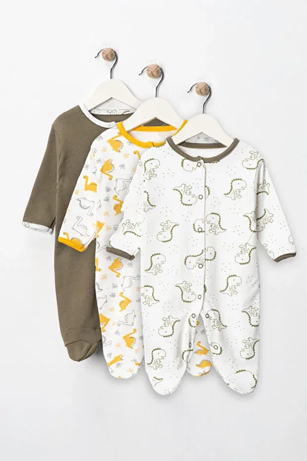 Детский комплект боди-комбинезонов с принтом Enia Baby, Green — фото 2