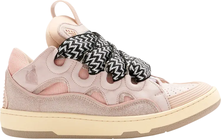 

Кроссовки Lanvin Curb Leather and Glitter Sneakers Pale Pink, розовый