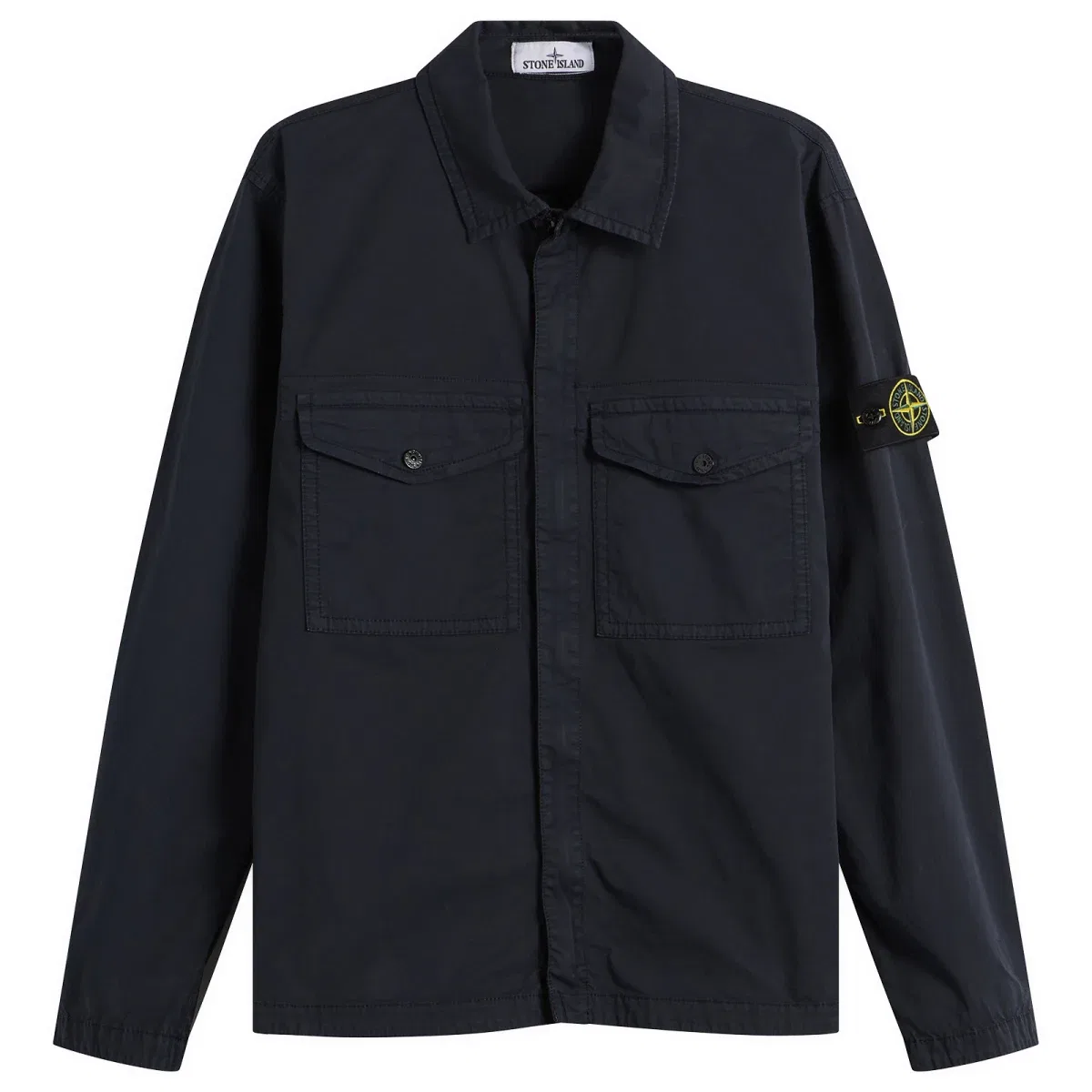 Куртка-рубашка из органического хлопкового твила Organic Cotton Twill Zip Shirt Jacket Stone Island, Navy Blue