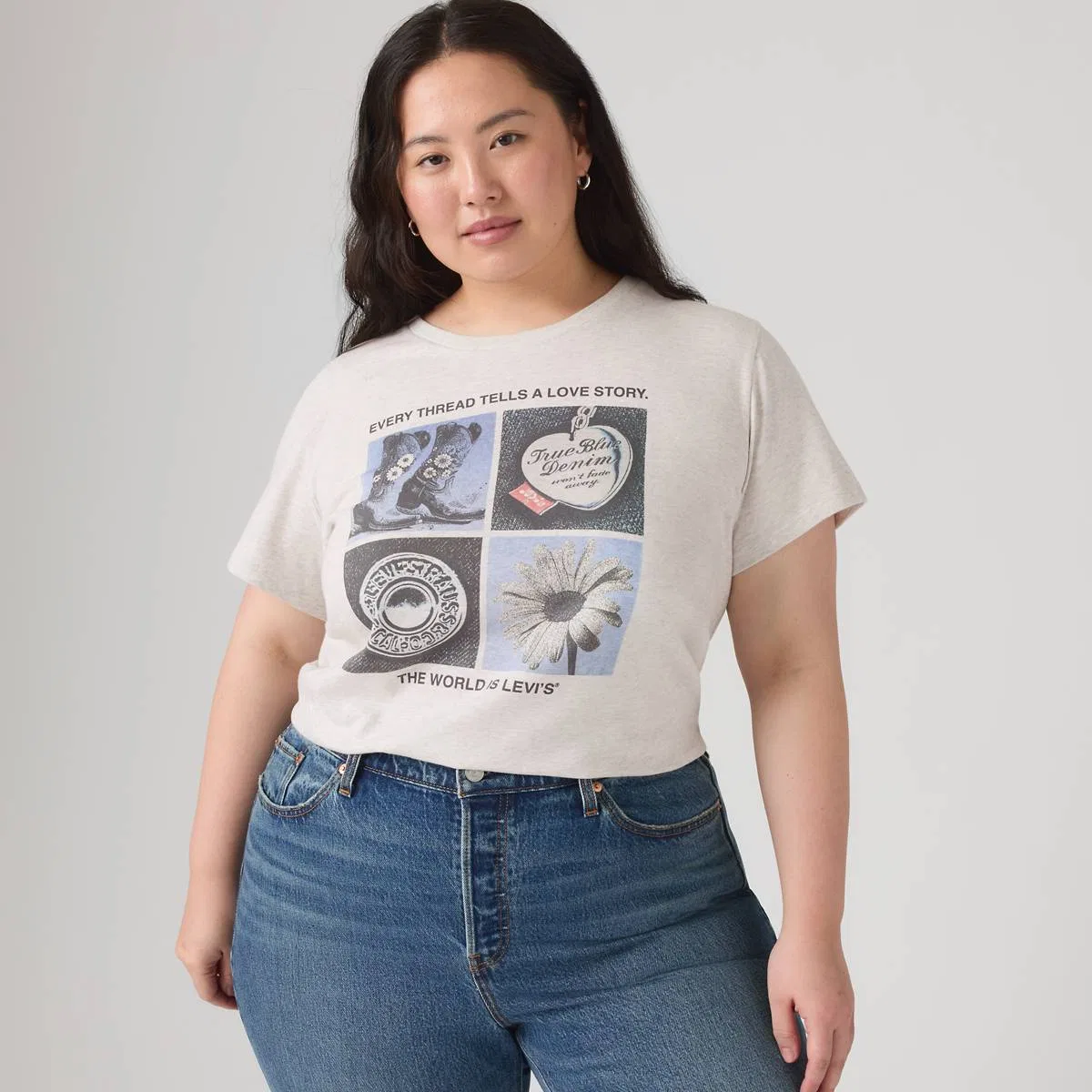 Идеальная футболка (большого размера) Levi's, Archival Grid Orbit Heather - Grey