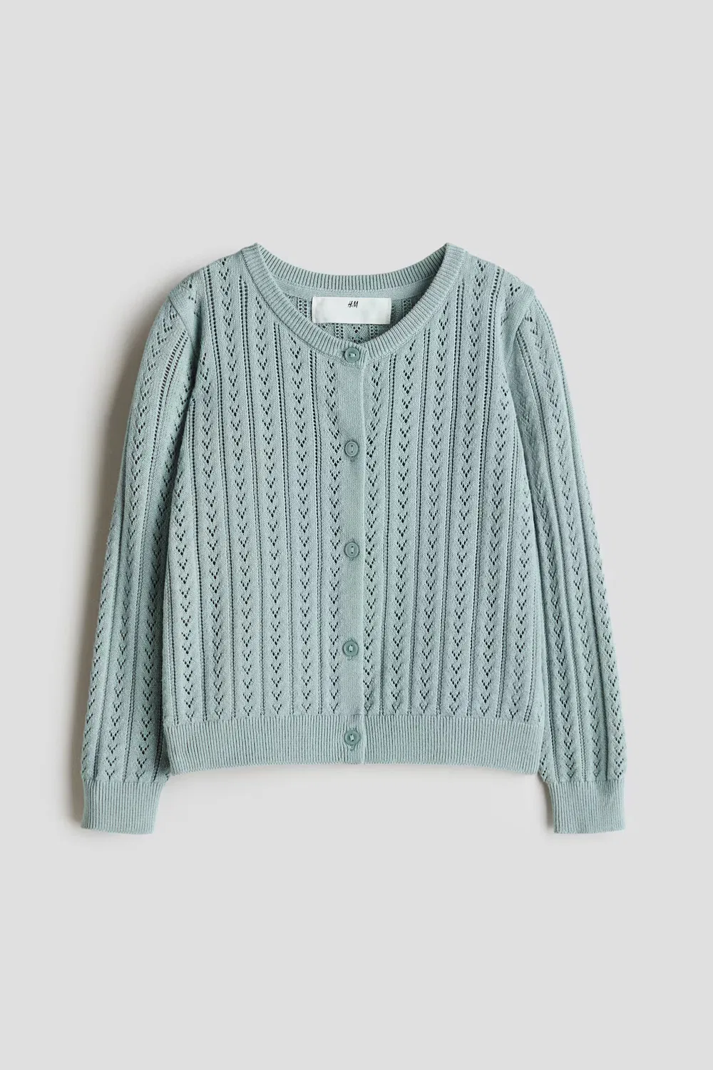 Хлопковый кардиган ажурной вязки H&M, Helles Matttürkis
