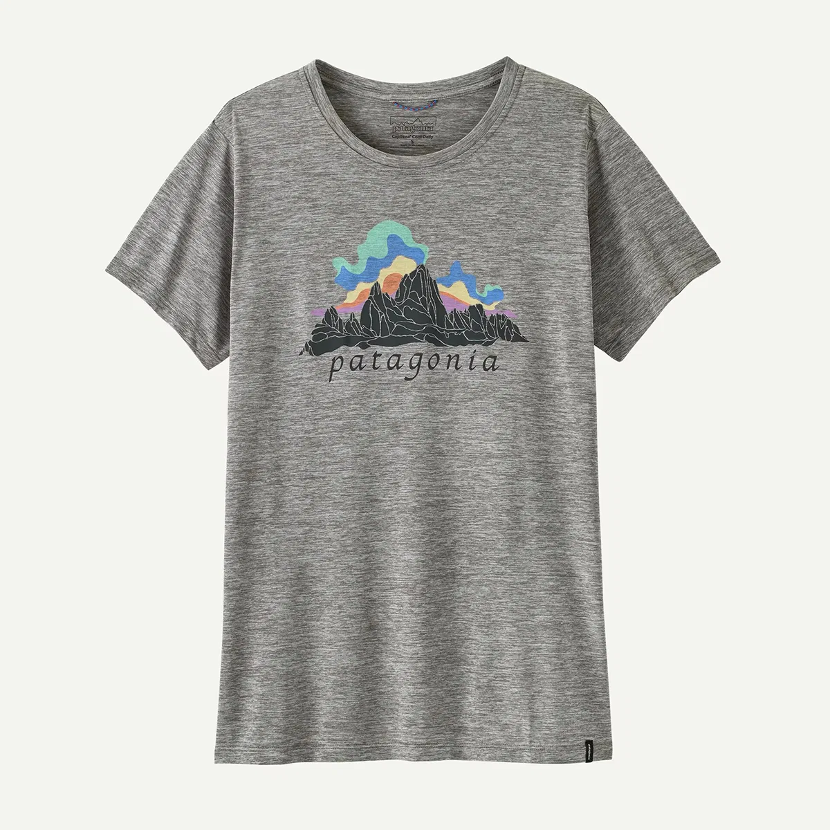 Женская футболка с принтом Capilene Cool Daily Fitz Roy Nimbus Shirt Patagonia, Feather Grey — фото 4