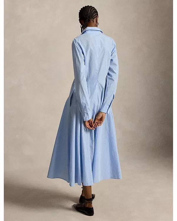 Женское хлопковое платье-рубашка Ralph Lauren, синий — фото 3