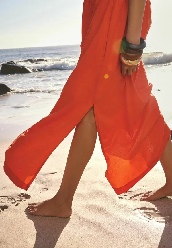Платье хлопковое Tall fit - jersey waisted summer midi dress, Next, Blood Orange — фото 4