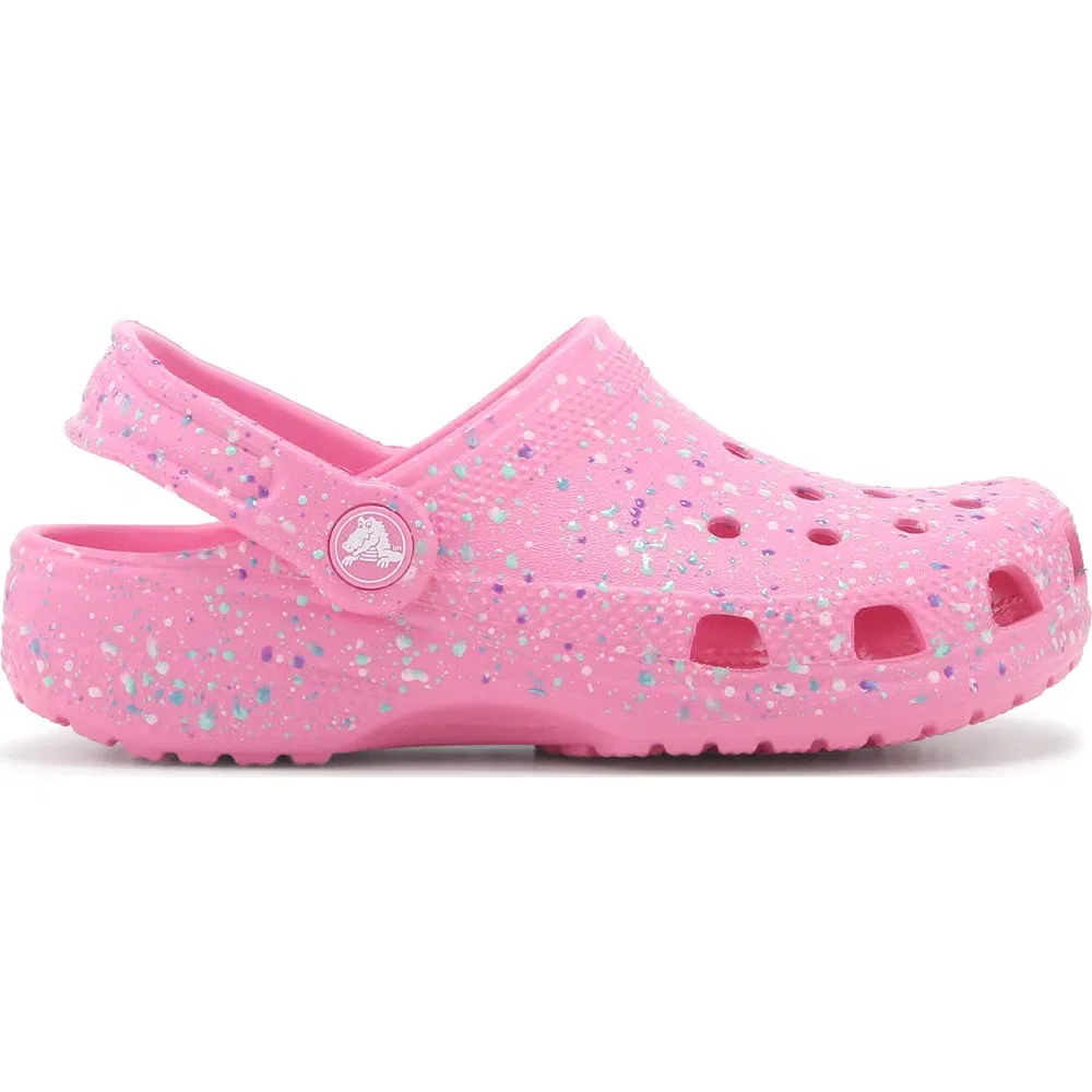 Детские классические сабо с графическим рисунком Crocs, Pink Splatter — фото 2