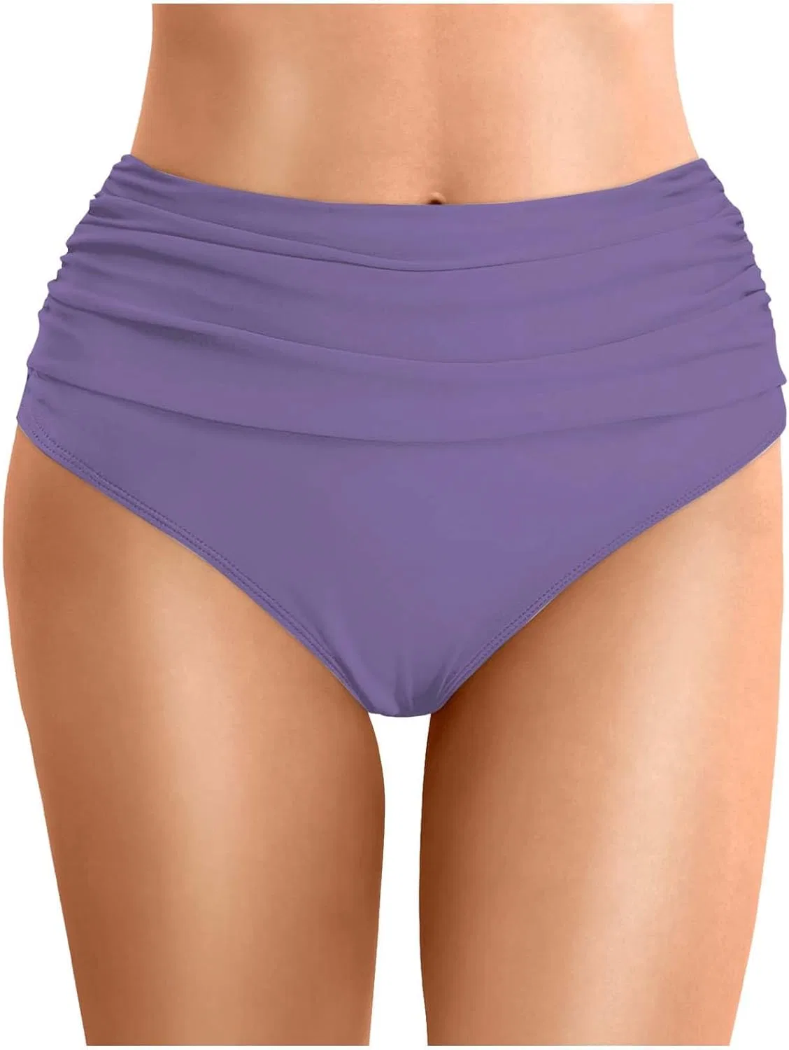 Женские высокие плавки с защипом, ruched, Generic, Purple