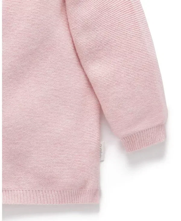 Детский кардиган из фактурного трикотажа для новорожденных девочек Purebaby, Pink Melange — фото 3