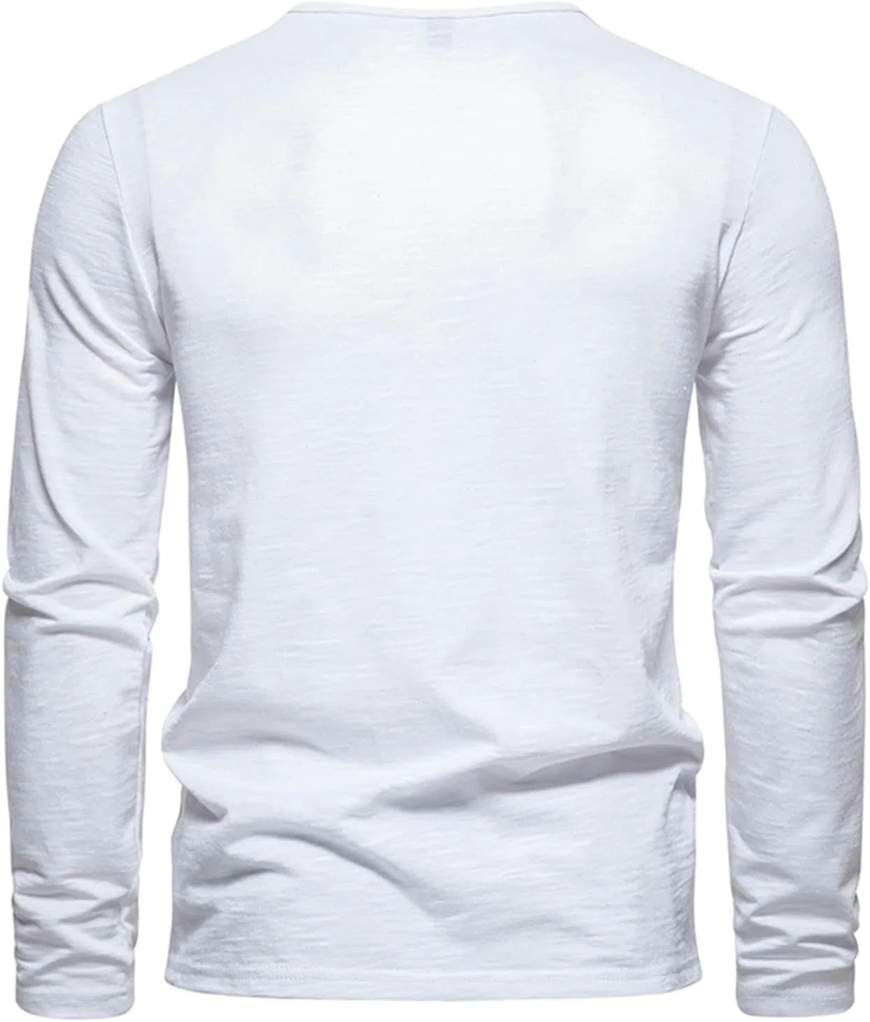 Мужская повседневная футболка-поло с длинным рукавом Slim Fit, White — фото 4