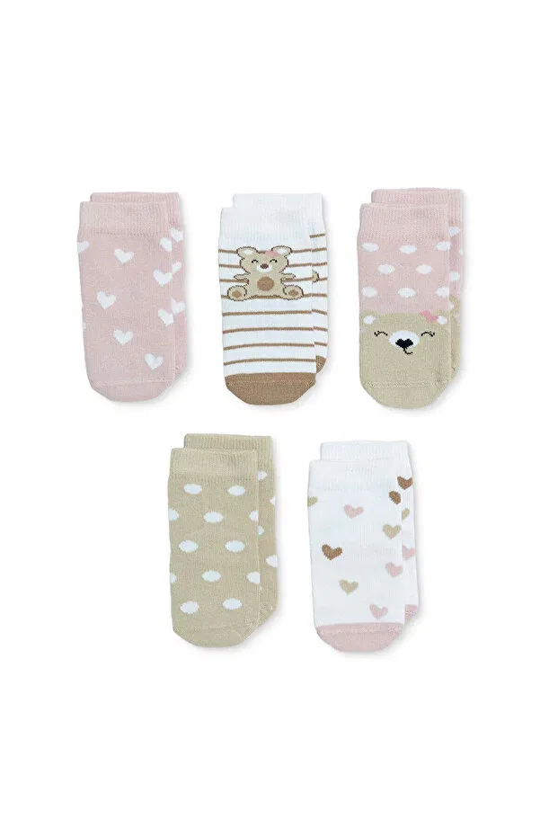 Детские носки для девочек с принтом Hellobaby Ebebek Hello Baby, Beige Printed