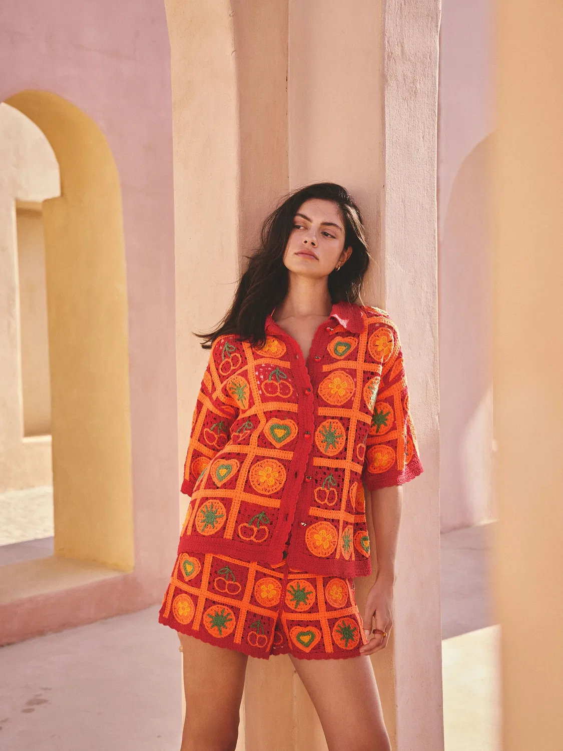 Шорты с вязаным узором Fruit Cotton Rich Next, красный/оранжевый — фото 3