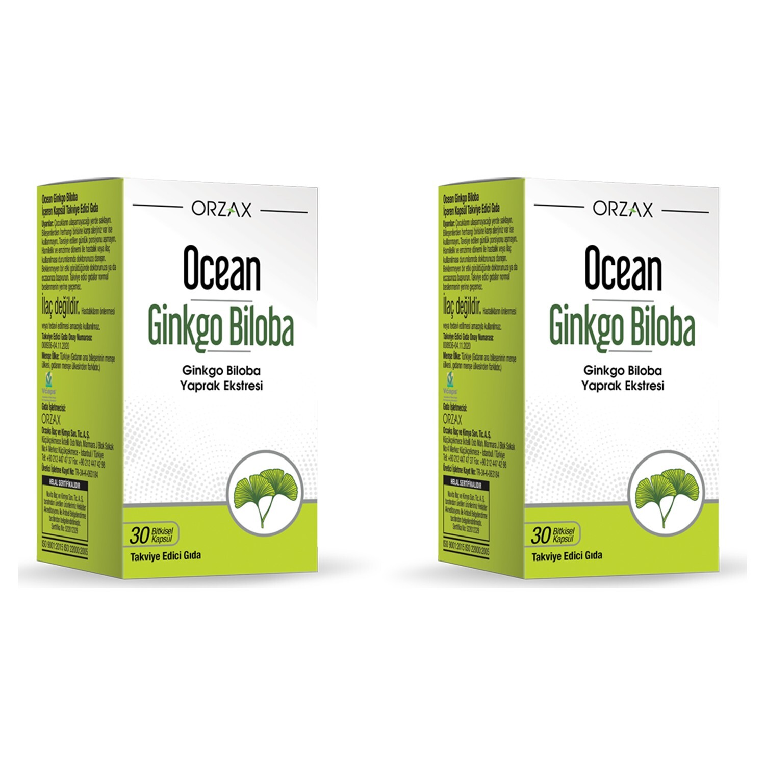 

Добавка Orzax Ocean Ginkgo Biloba, 2 упаковки по 30 капсул