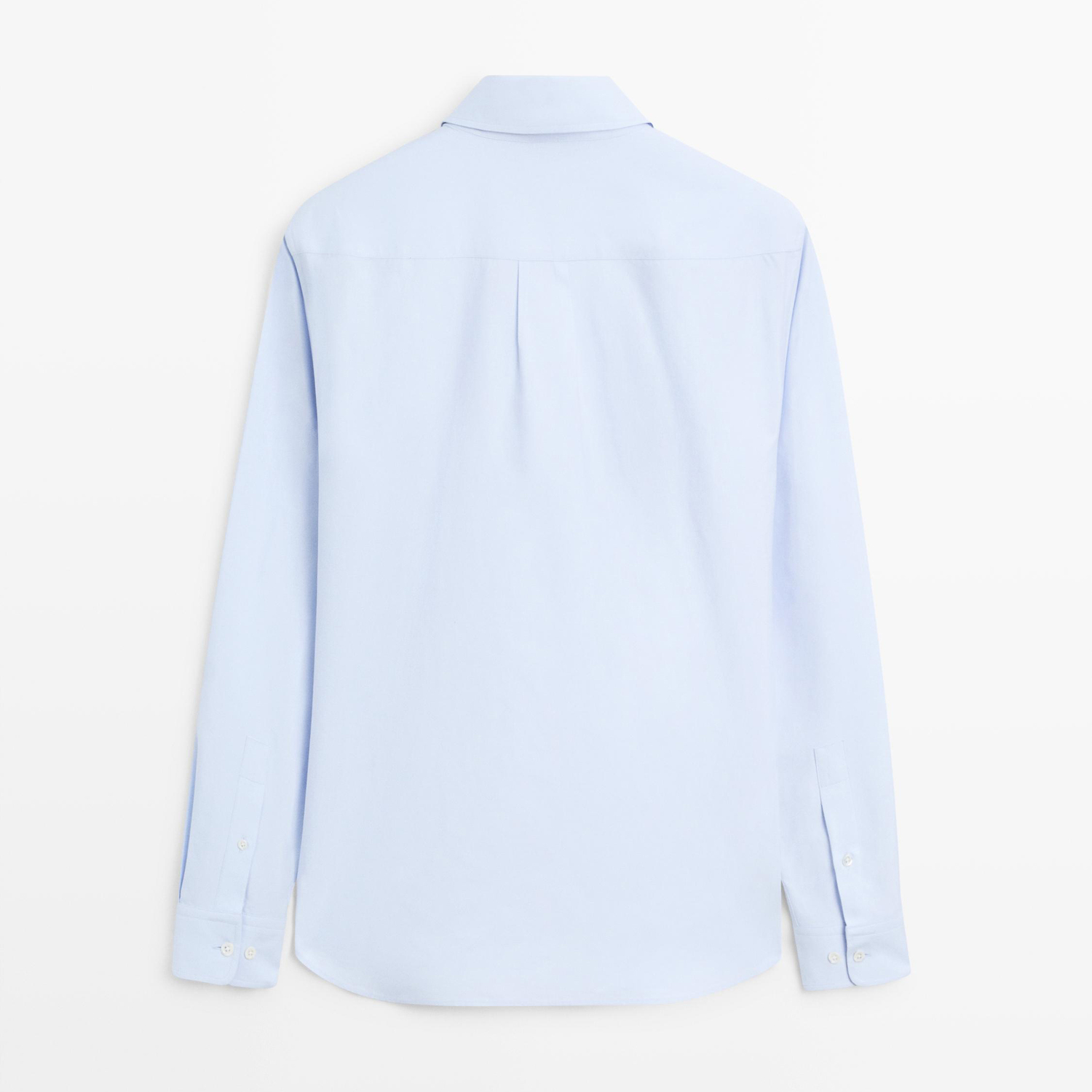 Рубашка Massimo Dutti Cotton Blend With Pocket Detail, голубой — фото 2