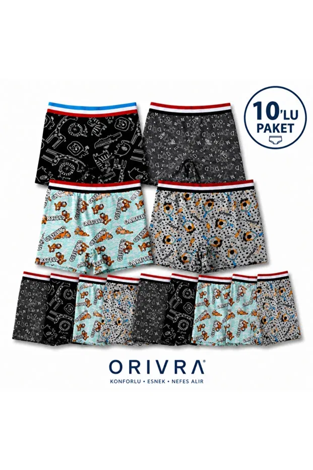 Детский комплект боксеров для мальчиков хлопковый с принтом Orivra, Multicolor