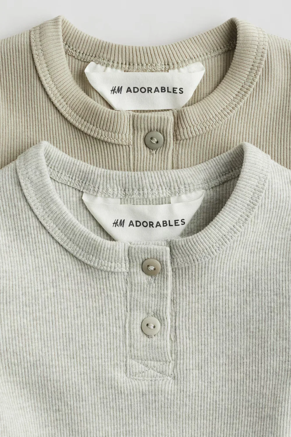Комплект из двух хлопковых рубашек-поло H&M, Khakigrün/Graumeliert — фото 2