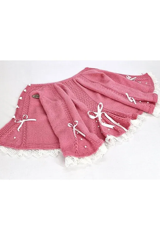 Детский кардиган для девочек хлопковый Hand Knitted Girl's Princess Cardigan Evitle, Pink — фото 4