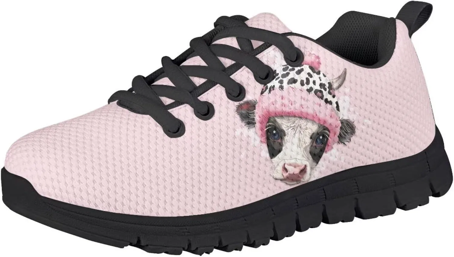 Детские кроссовки для девочек с сеткой Ystardream, Pink Kawaii Cow — фото 2