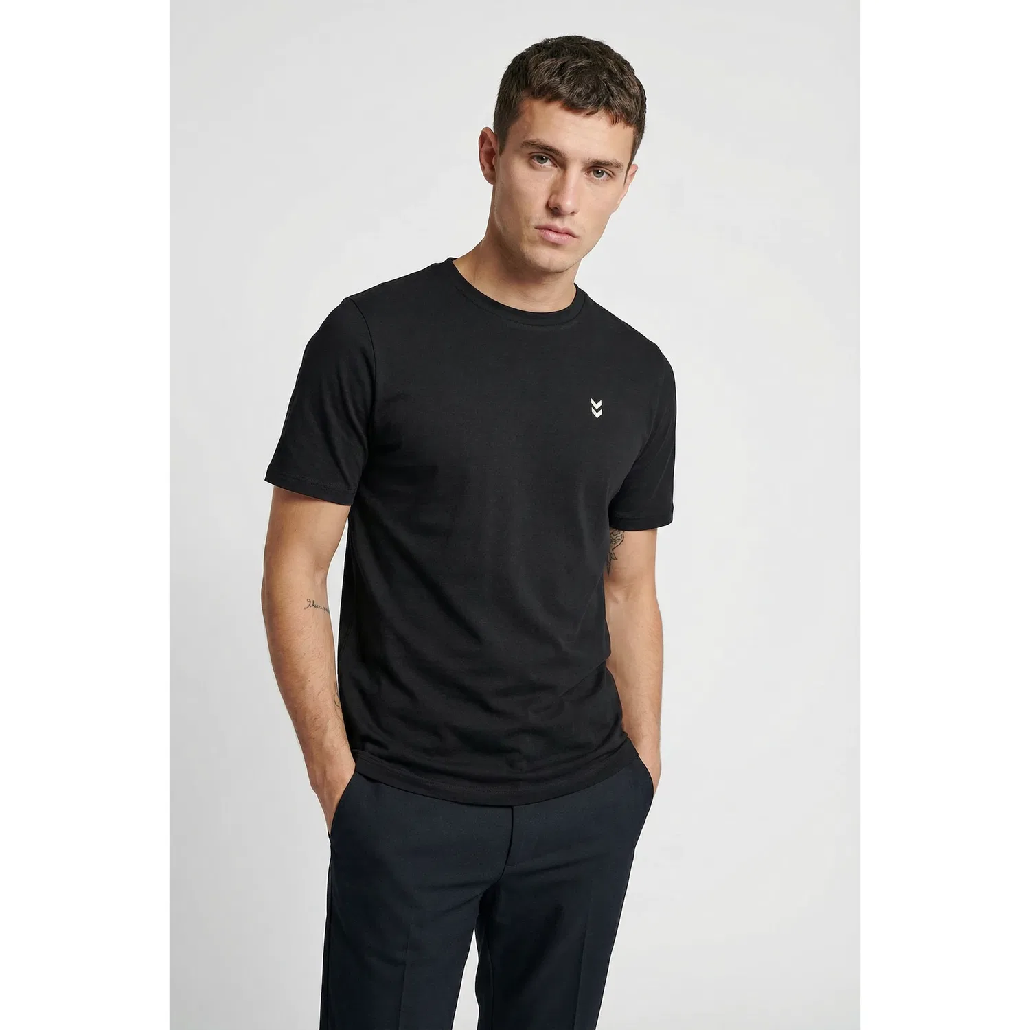 Детская хлопковая футболка с вышитым логотипом Hummel, Black