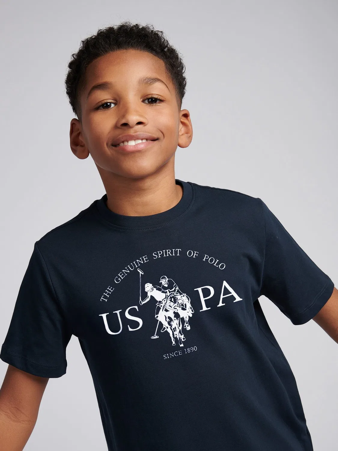 Футболка с принтом USPA U.S. Polo Assn., темно-синяя — фото 2