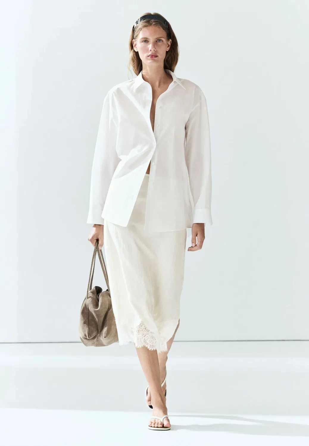 Блузка на пуговицах Massimo Dutti, White — фото 4