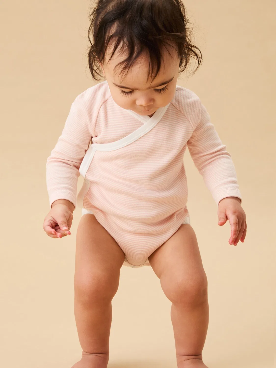 Кимоно-боди с длинным рукавом, Pink Blush Stripe Mori