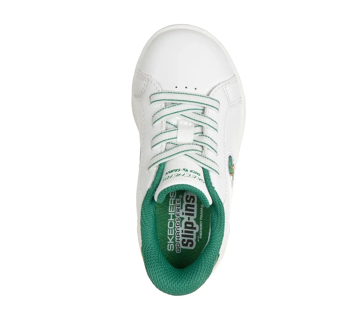 Детские слипоны Quick Street - Dino Trot Skechers, белый/зелёный — фото 2