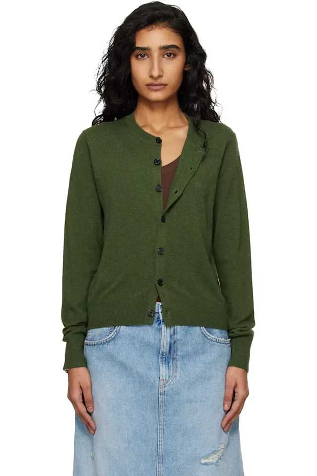 Зеленый приталенный кардиган из шерсти яка Acne Studios