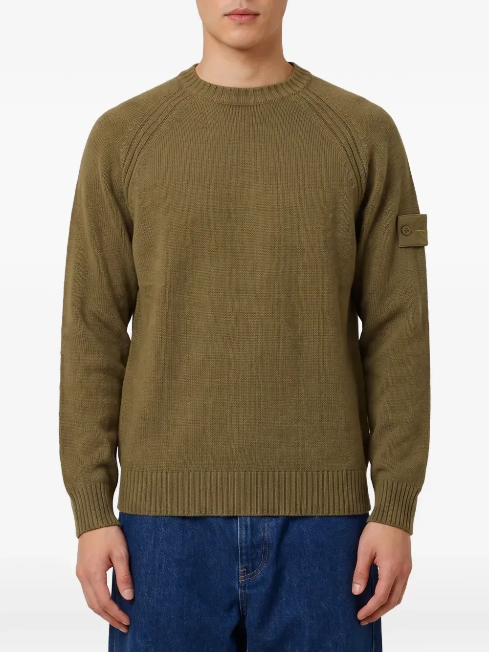Свитер в рубчик Stone Island, зеленый