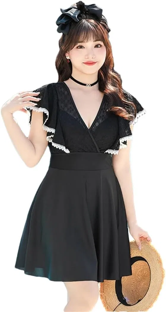 Женский полузакрытый купальник с рукавом Generic, Black