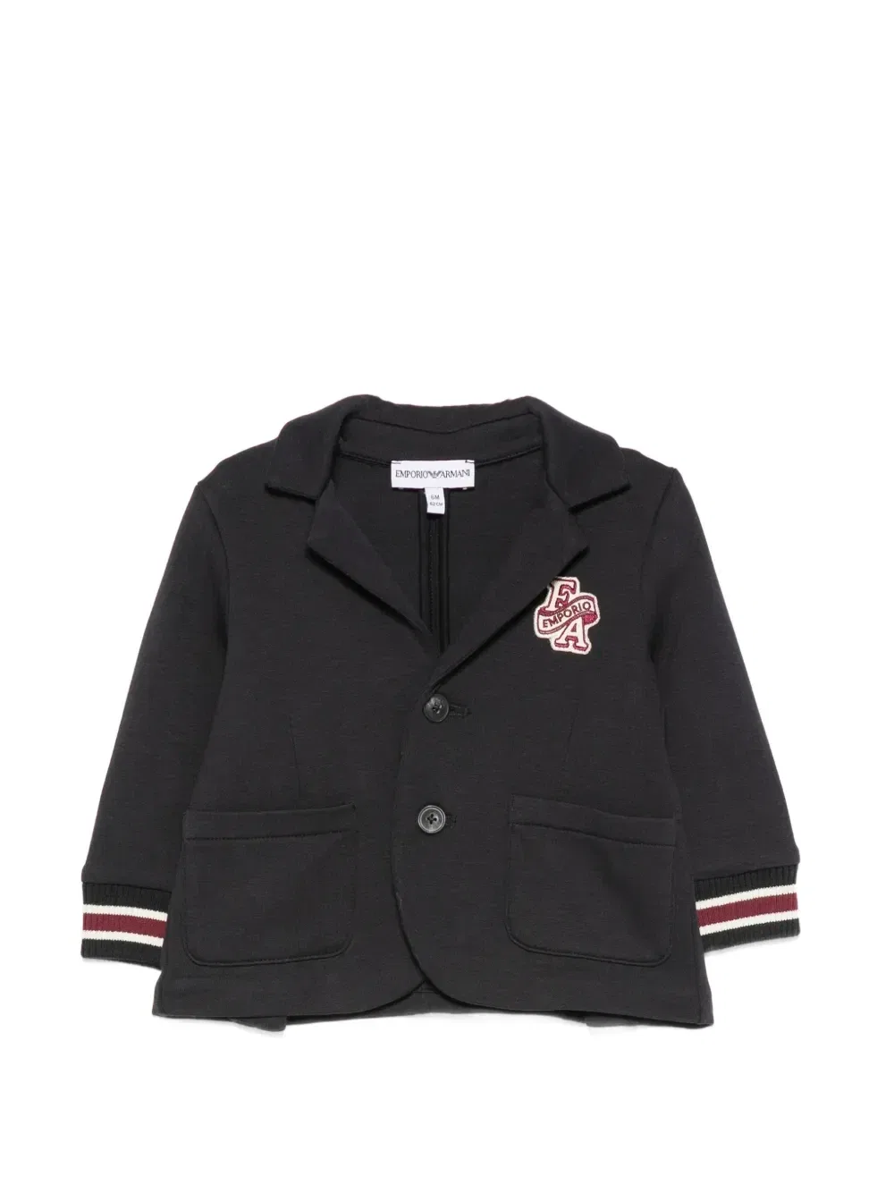 Куртка с полосатыми манжетами и нашивкой-логотипом Emporio Armani Kids, черный