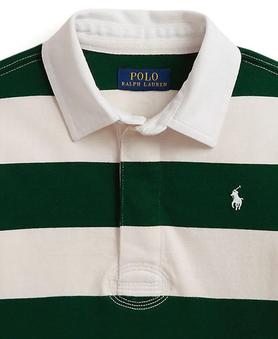 Детская рубашка-регби с длинным рукавом Iconic Long-Sleeve Rugby Shirt Polo Ralph Lauren, Hunter Green Nevis — фото 3