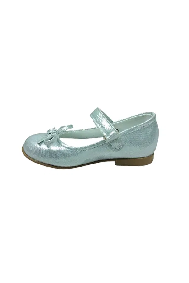 Детские балетки для девочек с принтом 1010 emt bebe - shiny silver vk, mustache bow evening dress girls' shoes fancy Ortopedikal, Silver — фото 3