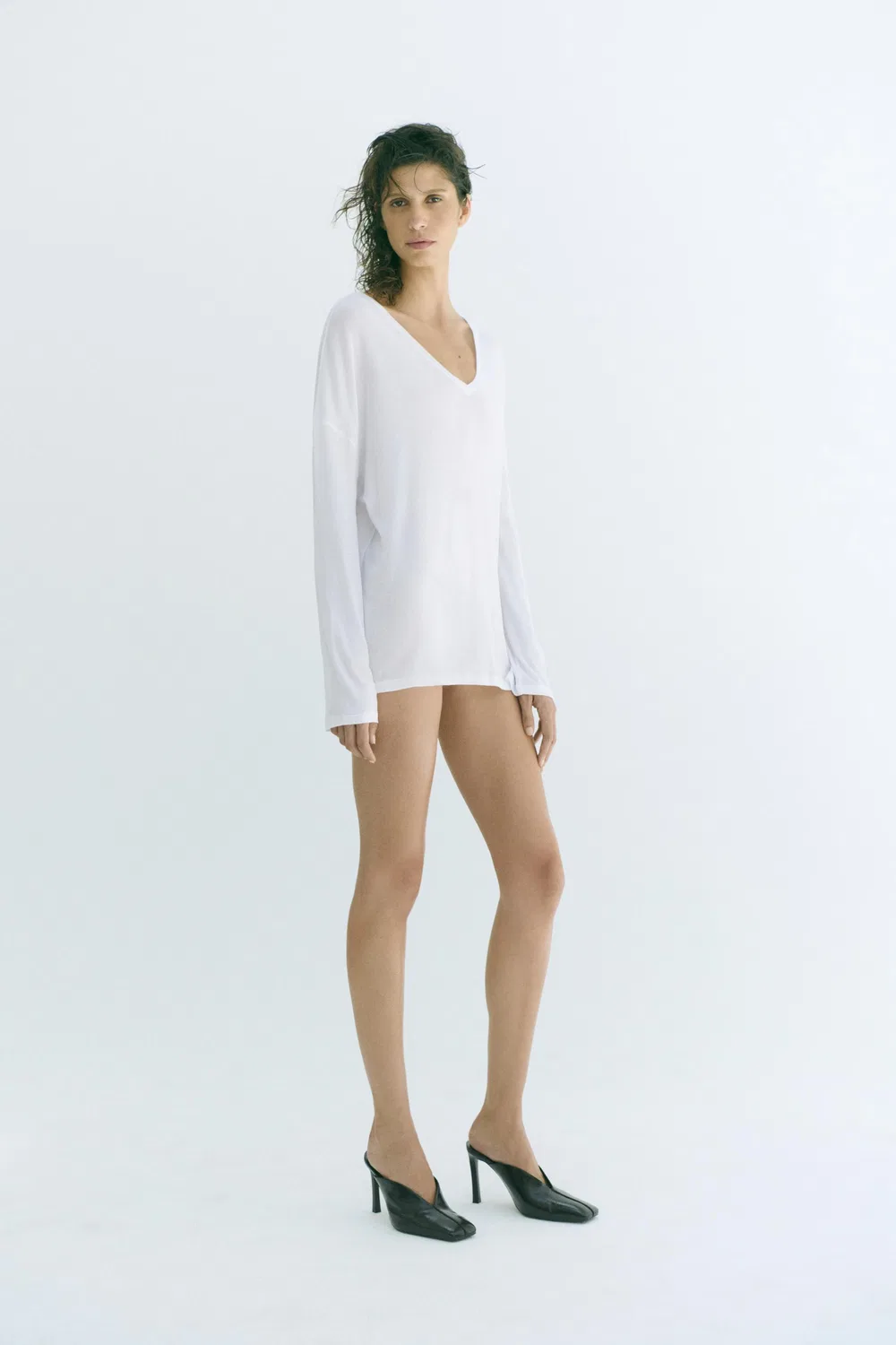 Хлопковая футболка оверсайз ZARA, White