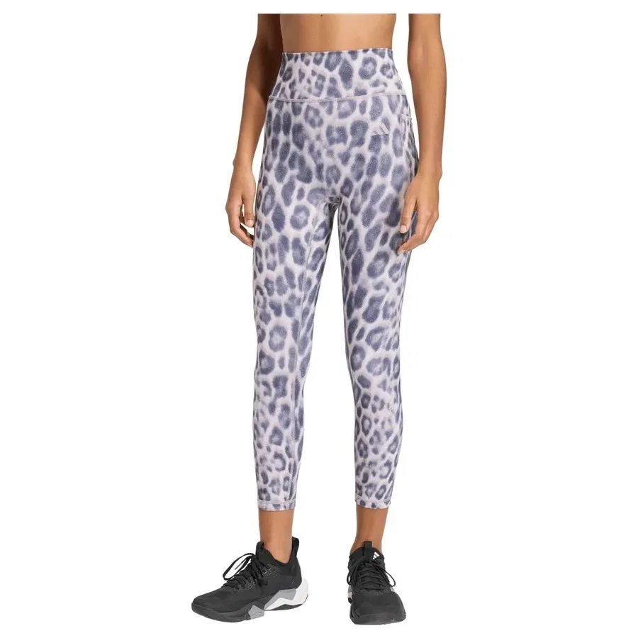 Женские спортивные леггинсы с принтом Optime Essentials Workout Leopard 7/8 adidas, Фиолетовый — фото 2